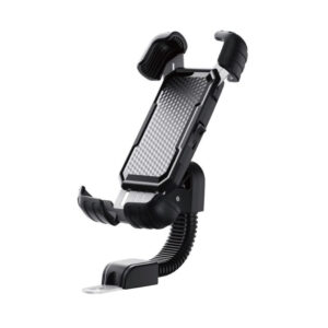 Universal Motorcycle Phone Mount - Fits 4" to 7" Phones, ABS Black, Vibration Dampening, Handlebar & Mirror Mount