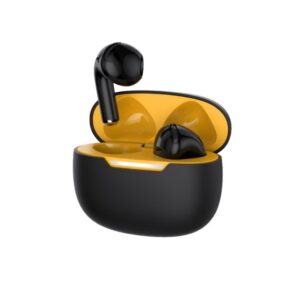 MX0053 TWS Wireless Earbuds - Black & Yellow, Bluetooth 5.3, 48H Playtime, ENC, IPX5 Waterproof, Sport Design