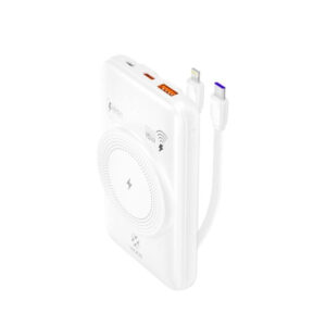 MX0133 2-in-1 Power Bank with Wireless Charger - 30000mAh, 22.5W PD Wired + 15W Qi Wireless, Dual Output, ABS+PC White&black